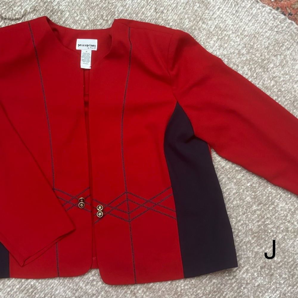 Perceptions Women's Red and Navy Blazer
